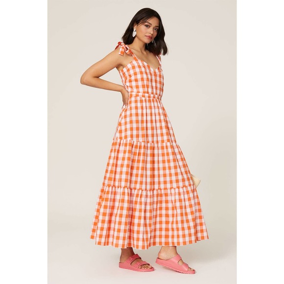 Color Me Courtney Dresses & Skirts - Color Me Courtney Beau Dress Maxi Gingham Orange Size 2